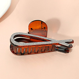 Stone Paved Open Crisscross Frame Hair Claw Clip