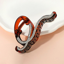 Stone Paved Wavy Open Frame Hair Claw Clip