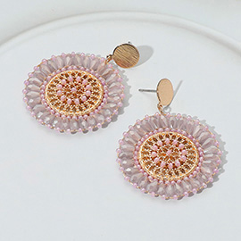 Boho Faceted Beaded Mandala Dangle Earrings