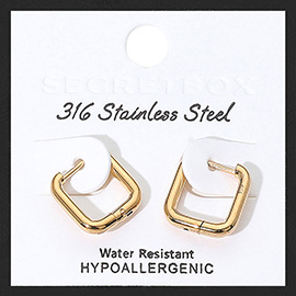 SECRET BOX_Stainless Steel Square Huggie Hoop Earrings