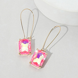 Emerald Cut Stone Dangle Evening Earrings