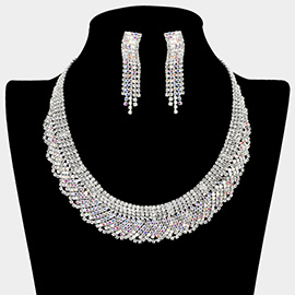 Crystal Rhinestone Paved Layered Collar Necklace