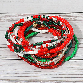 15PCS - Christmas Theme Star Seed Beaded Stretch Multi Layered Bracelets