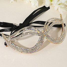 Rhinestone Pave Cat Eye Masquerade Mask