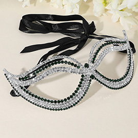 Rhinestone Pave Cat Eye Masquerade Mask
