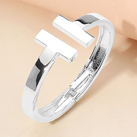 Metal T Tip Hinged Bangle Cuff Bracelet