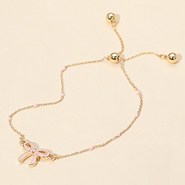 Enamel Bow Dainty Adjustable Cinch Pull Tie Bracelet