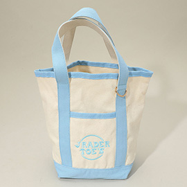 Jrader Toes Message Embroidered Small Multi Purpose Canvas Tote Bag