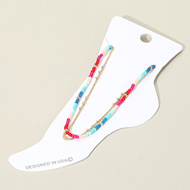 Seed Beaded Dainty Chain Layered Anklet