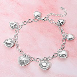Heart Charm Station Bracelet