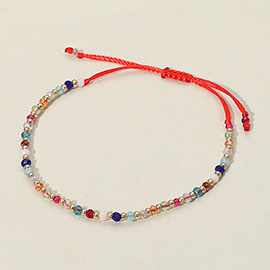 Faceted Seed Beaded Cinch Pull Tie Bracelet