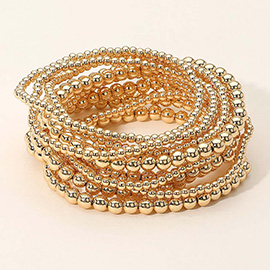 10PCS - Metal Ball Beaded Stretch Multi Layered Bracelets