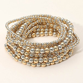 10PCS - Metal Ball Beaded Stretch Multi Layered Bracelets