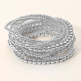 10PCS - Metal Ball Beaded Stretch Multi Layered Bracelets
