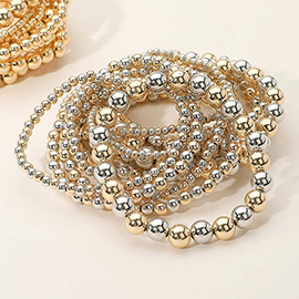 13PCS - Metal Ball Beaded Stretch Multi Layered Bracelets