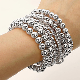 13PCS - Metal Ball Beaded Stretch Multi Layered Bracelets