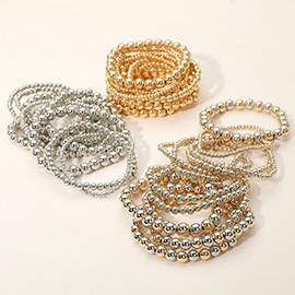 13PCS - Metal Ball Beaded Stretch Multi Layered Bracelets