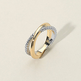 Two Tone Metal Crisscross Ring
