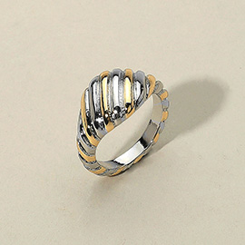 Two Tone Textured Metal Dome Ring