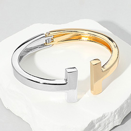 Geometric Metal Tip Hinged Bangle Bracelet