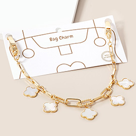 Gold Dipped Quatrefoil Charm Station Paperclip Chain Bag  Charm