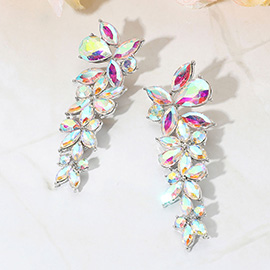 Floral Multi Stone Evening Earrings
