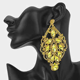 Marquise Stone Accented Statement Evening Earrings