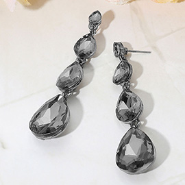 Teardrop Stone Link Dangle Evening Earrings