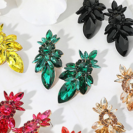 Marquise Stone Cluster Embellished Evening Earrings