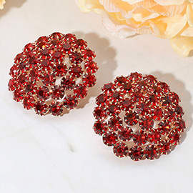 Round Rhinestone Cluster Embellished Evening Earrings
