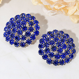 Round Rhinestone Cluster Embellished Evening Earrings