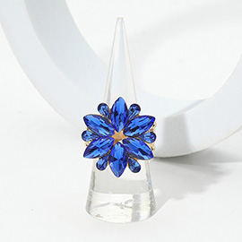 Marquise Glass Stone Cluster Flower Stretch Ring