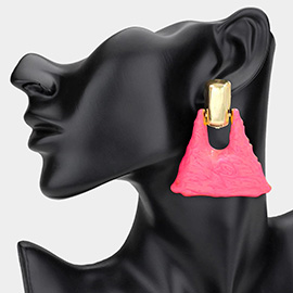 Marbled Resin Triangle Door Knocker Earrings