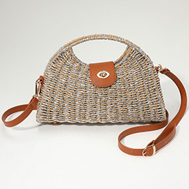 Metallic Woven Straw Handbag / Crossbody Bag