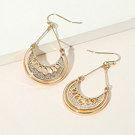 Boho Metal Crescent Cutout Drop Dangle Earrings
