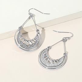 Boho Metal Crescent Cutout Drop Dangle Earrings