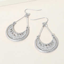 Boho Metal Crescent Cutout Drop Dangle Earrings