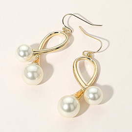 Pearl Drop Tip Loop Dangle Earrings