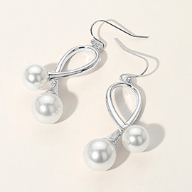 Pearl Drop Tip Loop Dangle Earrings