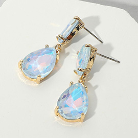 Double Teardrop Link Dangle Evening Earrings