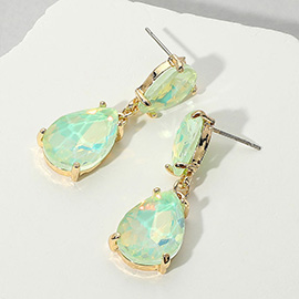 Double Teardrop Link Dangle Evening Earrings