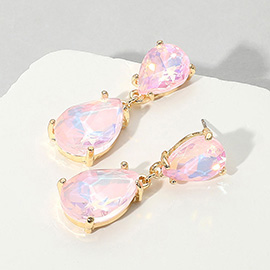 Double Teardrop Link Dangle Evening Earrings