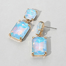 Square Rectangle Link Dangle Evening Earrings