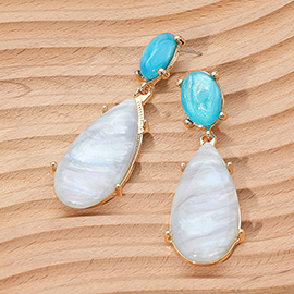 Marbled Resin Long Teardrop Dangle Earrings