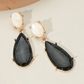 Marbled Resin Long Teardrop Dangle Earrings