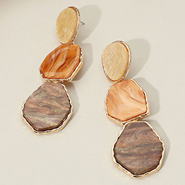 Geometric Glittered Resin Plate Link Drop Dangle Earrings