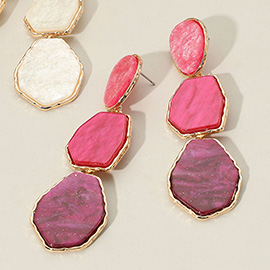 Geometric Glittered Resin Plate Link Drop Dangle Earrings