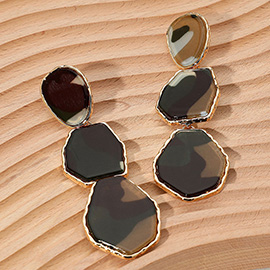 Geometric Glittered Resin Plate Link Drop Dangle Earrings