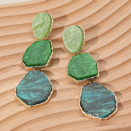 Geometric Glittered Resin Plate Link Drop Dangle Earrings