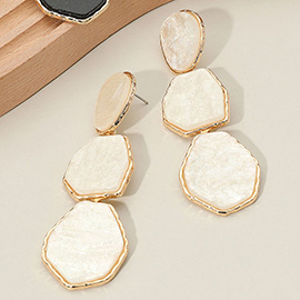 Geometric Glittered Resin Plate Link Drop Dangle Earrings